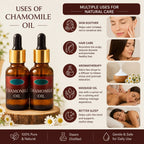 (Pack of 2) Chamomile Oil Chamomile Essential Oil – Calming Aromatherapy Body Oil for Relaxing Bedtime Massage & Skin Care