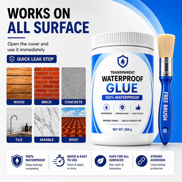 Transparent Waterproof Glue Leakage Repair Coating (200g Pack of 2) – Clear Waterproof Glue for Roof & Wall Leakage