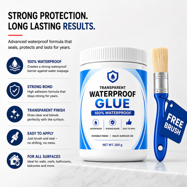 Transparent Waterproof Glue Leakage Repair Coating (200g Pack of 2) – Clear Waterproof Glue for Roof & Wall Leakage
