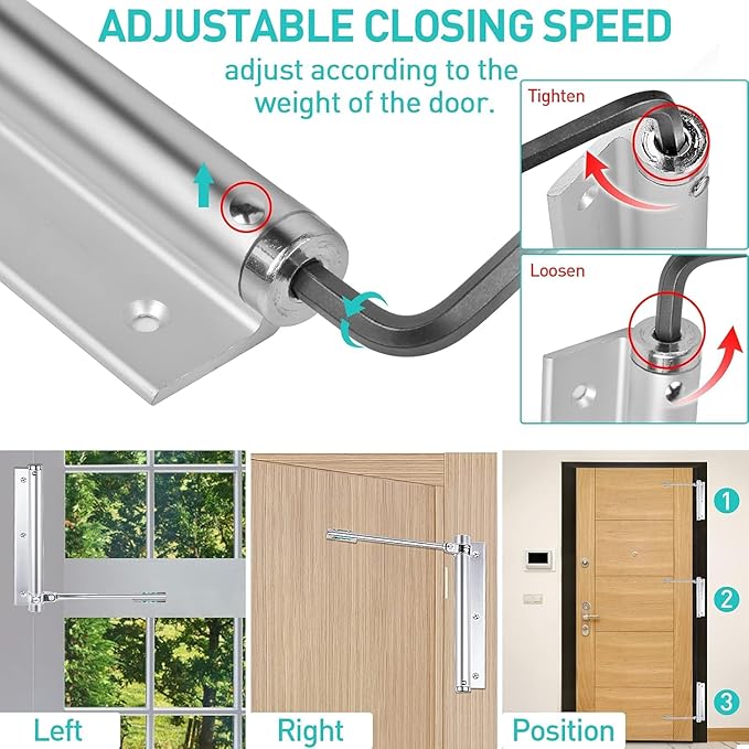 Automatic Hydraulic Door Closer Heavy Duty Adjustable Spring Door Closer