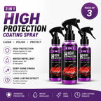 3 in 1 High Protection Car Quick Coating Spray | Advanced Nano Tech Polish & Shine | Waterless Wash & Protection | Pack of 3 (100ml Each)