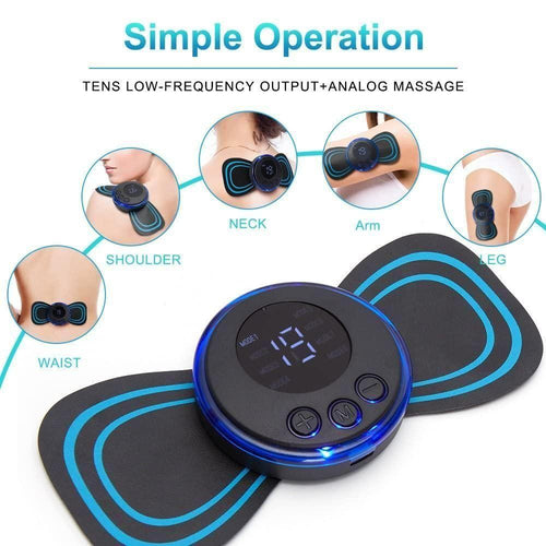 Portable EMS Massager Butterfly (Rechargeable) – 8 Modes & 19 Levels for Instant Neck, Back, and Muscle Pain Relief