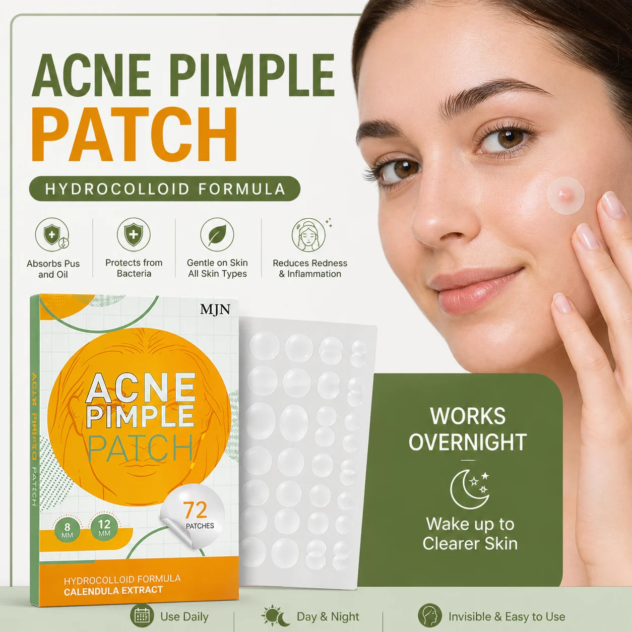 Acne Clearing Pimple Patches - Hydrocolloid Spot Patches (Pack of 2, 144 Patches)