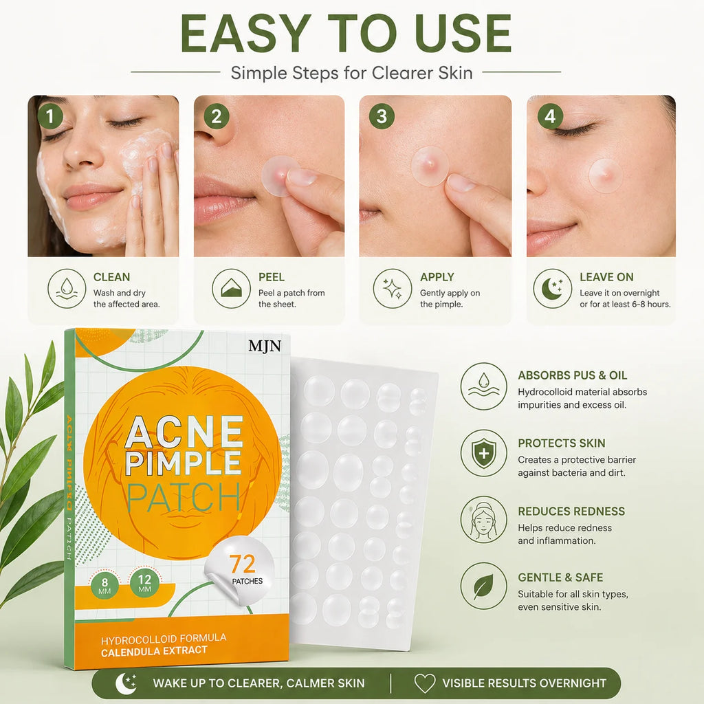 Acne Clearing Pimple Patches - Hydrocolloid Spot Patches (Pack of 2, 144 Patches)