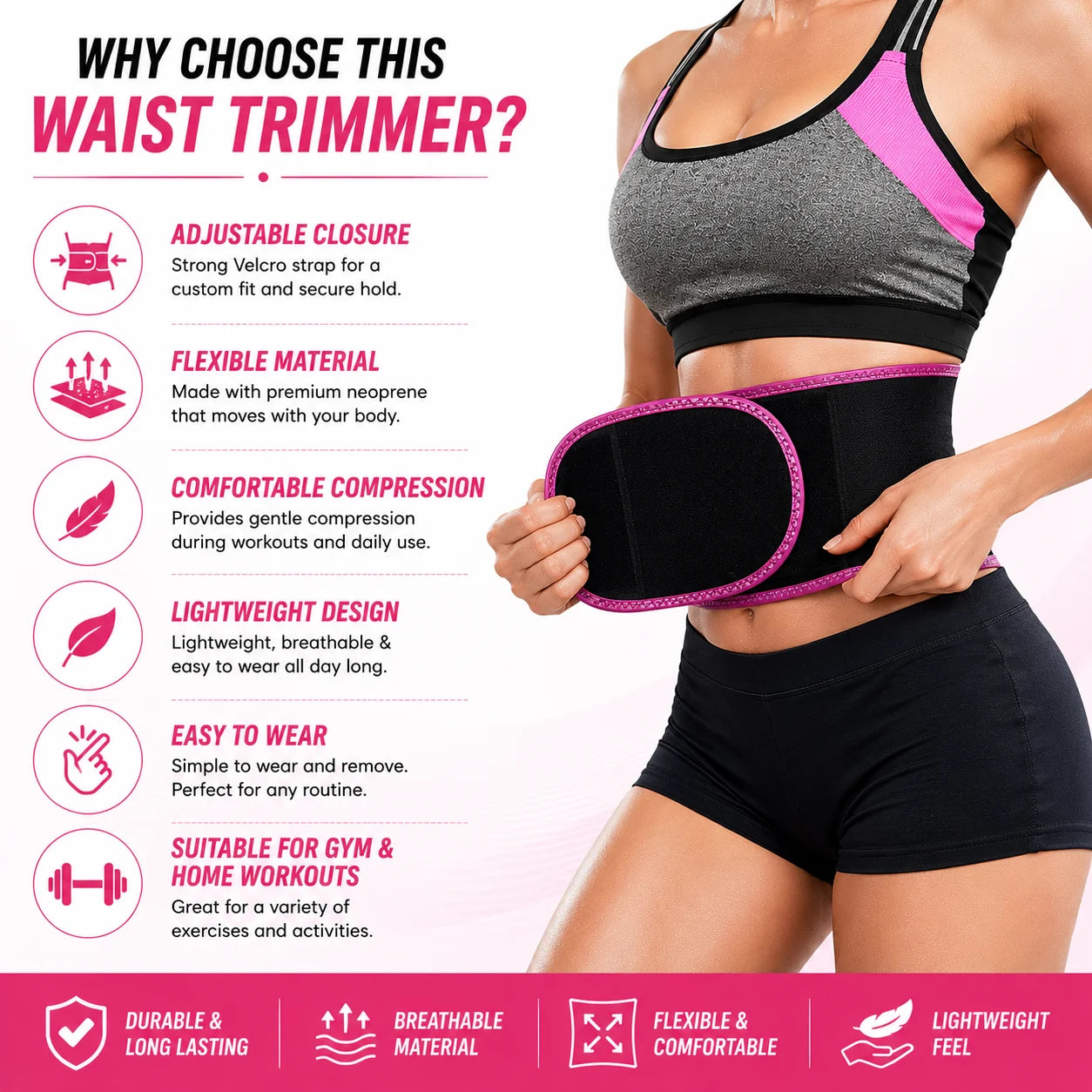 Adjustable Waist Trimmer Belt – Neoprene Waist Trimmer & Women's Slimmer Belt