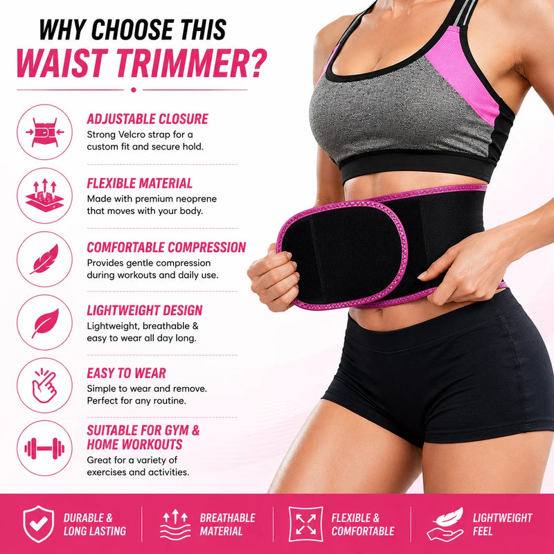 Adjustable Waist Trimmer Belt – Neoprene Waist Trimmer & Women's Slimmer Belt