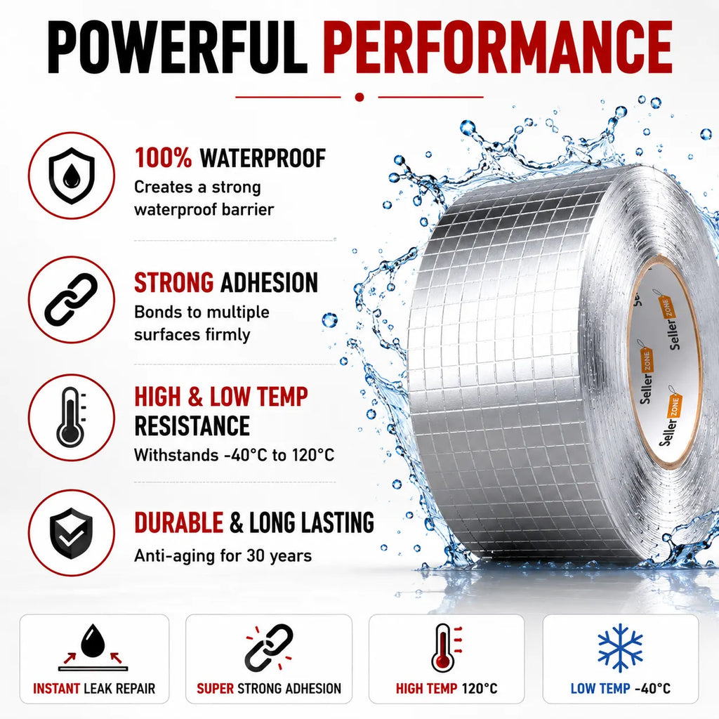 Aluminium Foil Adhesive Tape – Heavy-Duty Waterproof Aluminum Tape for Water Leakage Repair