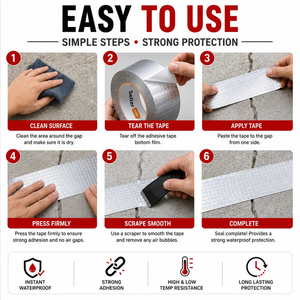 Aluminium Foil Adhesive Tape – Heavy-Duty Waterproof Aluminum Tape for Water Leakage Repair