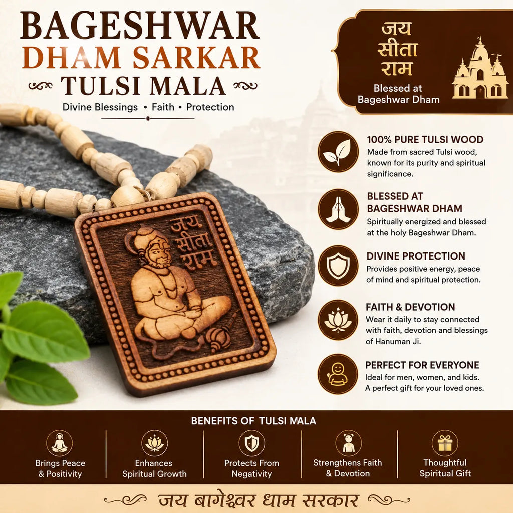 Bageshwar Dham Sarkar Tulsi Mala | Pure Authentic Tulsi Ki Mala Beads for Daily Wear & Chanting