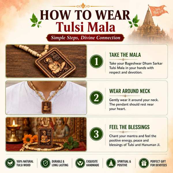 Bageshwar Dham Sarkar Tulsi Mala | Pure Authentic Tulsi Ki Mala Beads for Daily Wear & Chanting