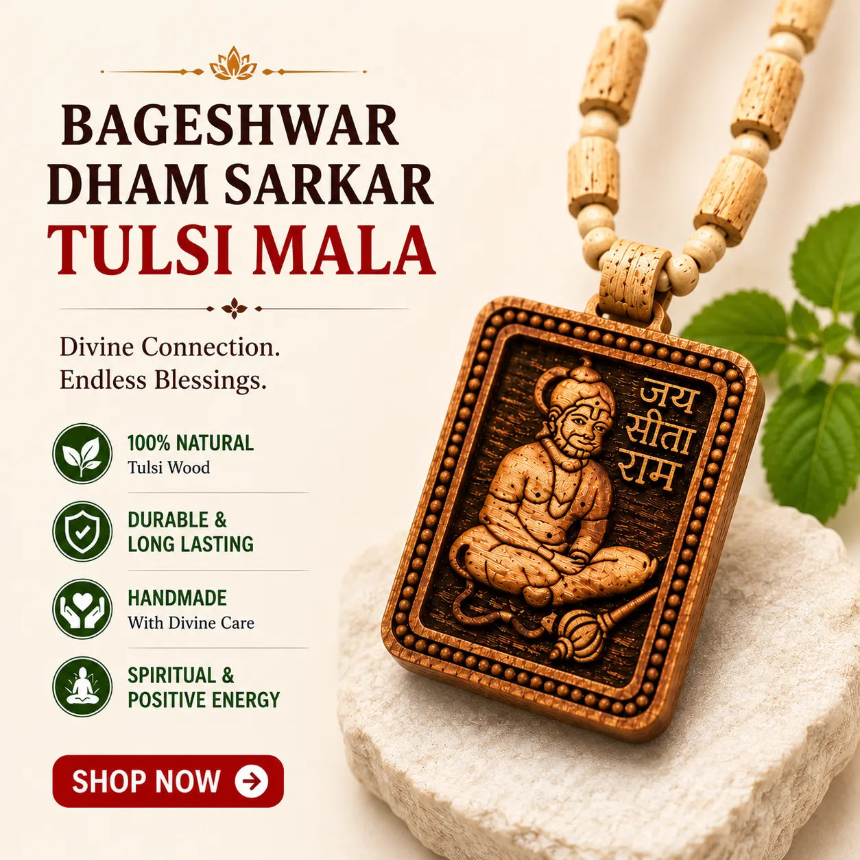 Bageshwar Dham Sarkar Tulsi Mala | Pure Authentic Tulsi Ki Mala Beads for Daily Wear & Chanting