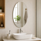 Bathroom Wall Mirror Combo Set (Pack of 2) – Oval & Square Shaped Mirror for Wash Basin & Home Decor