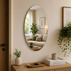 Bathroom Wall Mirror Combo Set (Pack of 2) – Oval & Square Shaped Mirror for Wash Basin & Home Decor