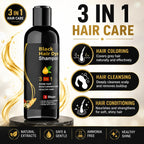 Instant Black Hair Dye Color Shampoo (Pack of 2) – 3-in-1 Natural Hair Dye Shampoo for Men & Women