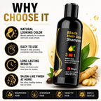 Instant Black Hair Dye Color Shampoo (Pack of 2) – 3-in-1 Natural Hair Dye Shampoo for Men & Women