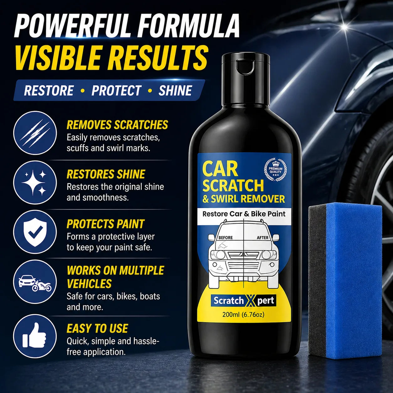 Car Body Scratch Remover for All Colors (Pack of 2)| Ultimate Car Scratch Repair & Scuff Remover| Instant Auto Scratch Fix Kit