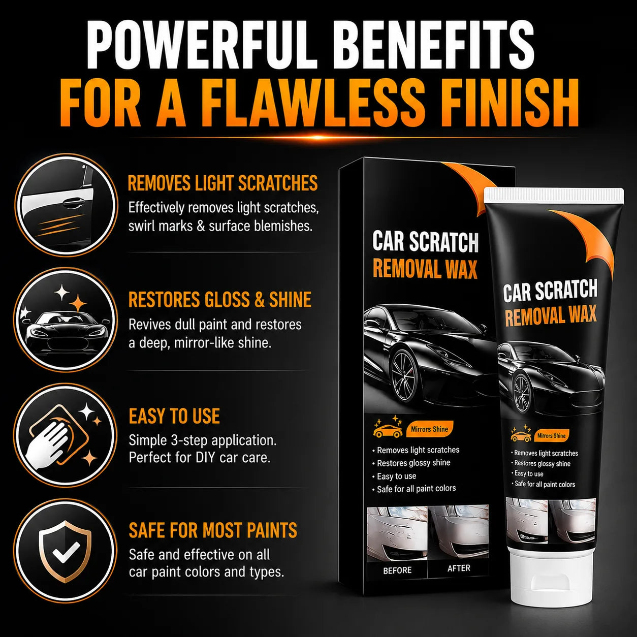 Car Scratch Removal Wax & Rubbing Compound (100ml, Pack of 2) – High-Power Car Scratch Remover & Paint Scuff Repair