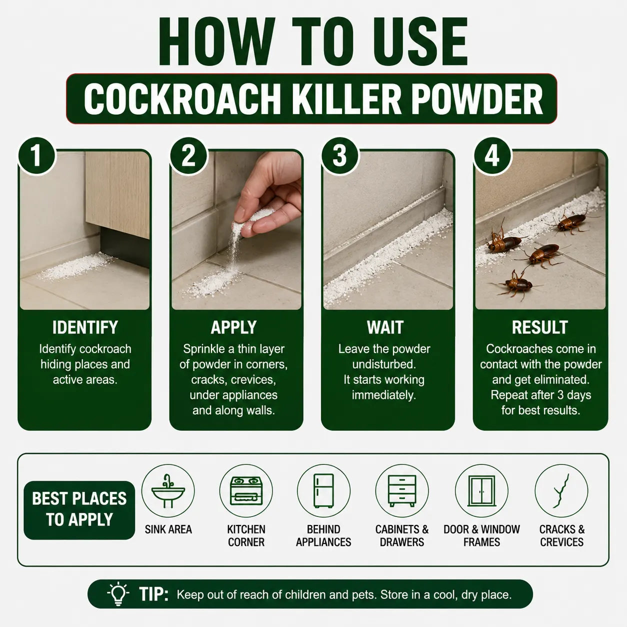 (Pack of 2) Cockroach Killer Powder Super Cockroach Powder – High-Efficiency Cockroach Killer for Home Pest Control