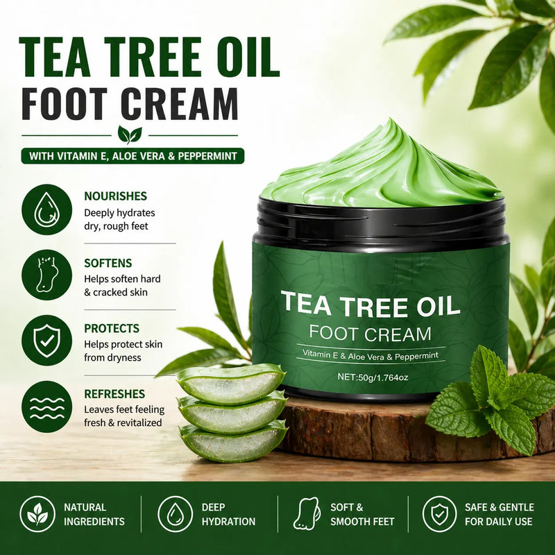 Cracked Heel Cream (Buy 1 Get 1 FREE) – Soothing Aloe Vera & Tea Tree Foot Crack Cream & Moisturizer