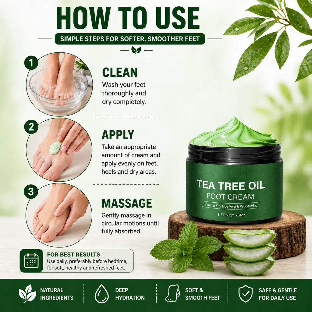 Cracked Heel Cream (Buy 1 Get 1 FREE) – Soothing Aloe Vera & Tea Tree Foot Crack Cream & Moisturizer