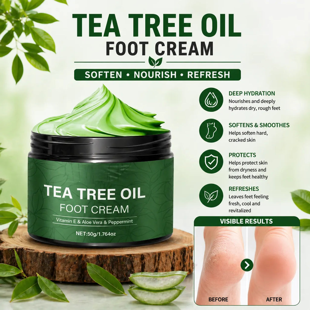Cracked Heel Cream (Buy 1 Get 1 FREE) – Soothing Aloe Vera & Tea Tree Foot Crack Cream & Moisturizer