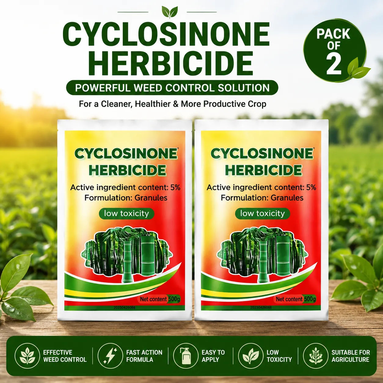 Cyclosinone Herbicide Weed Killer (Pack of 2) – High-Power Granules & Plant Growth Supplement