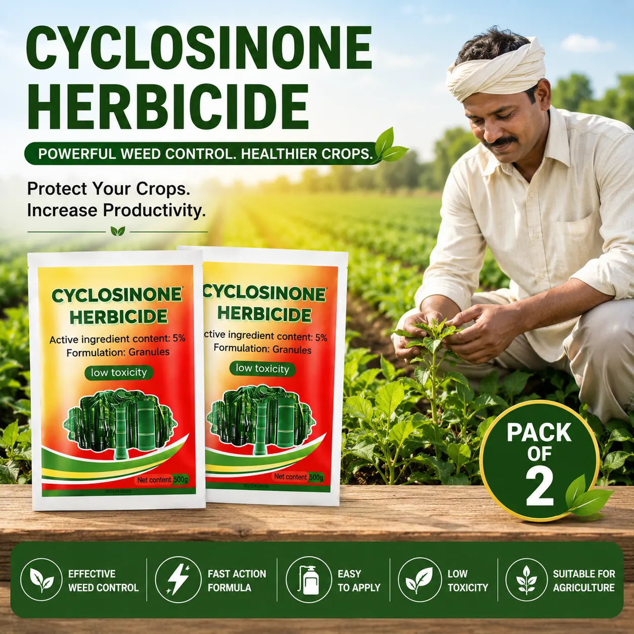 Cyclosinone Herbicide Weed Killer (Pack of 2) – High-Power Granules & Plant Growth Supplement