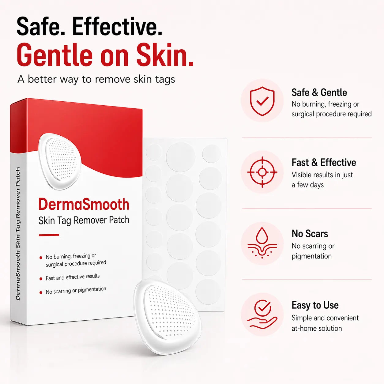 DermaSmooth Skin Tag Patches – Painless Skin Tag Removal Patches for Face & Body