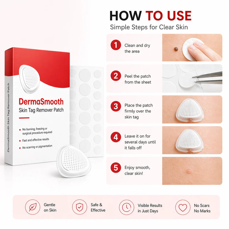 DermaSmooth Skin Tag Patches – Painless Skin Tag Removal Patches for Face & Body