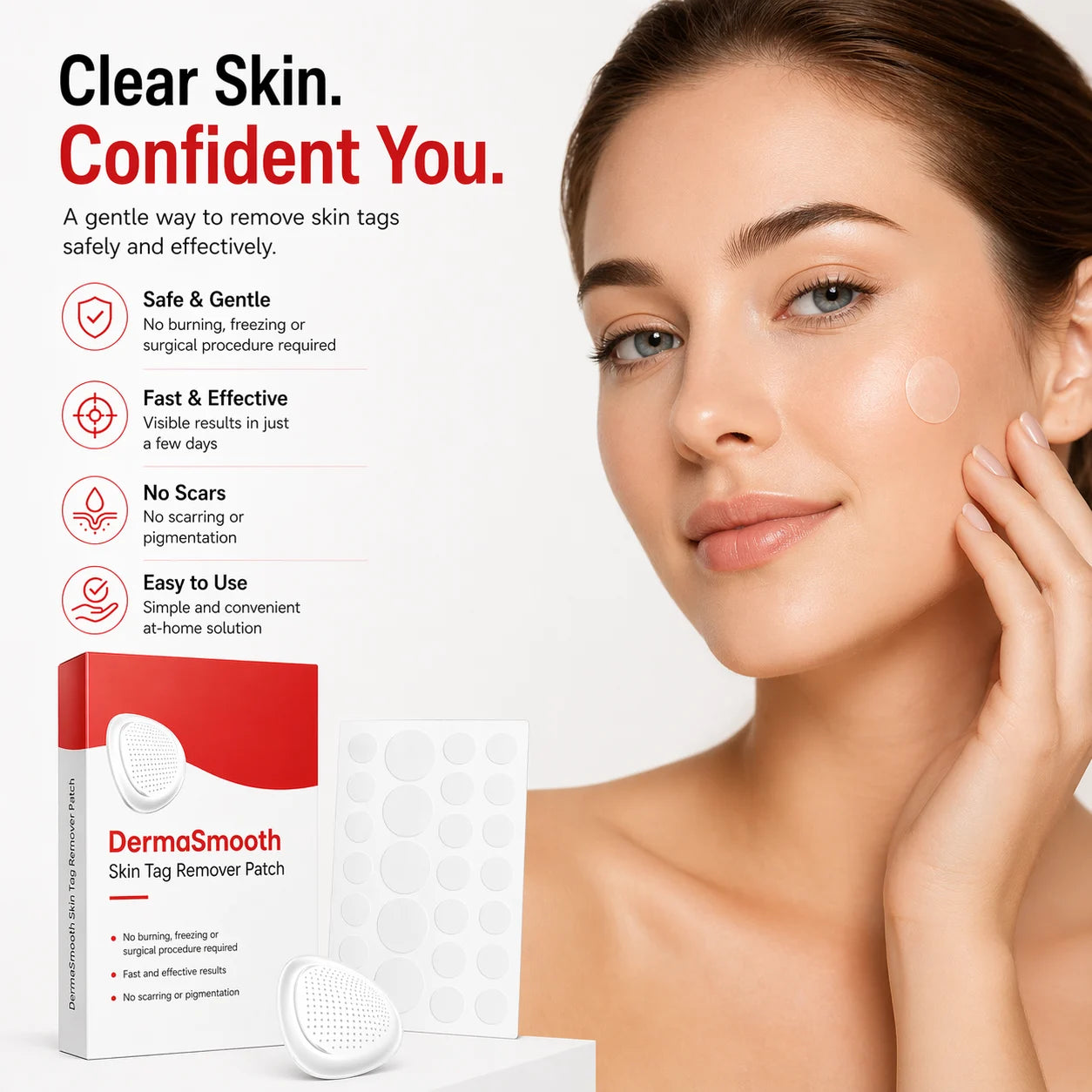 DermaSmooth Skin Tag Patches – Painless Skin Tag Removal Patches for Face & Body