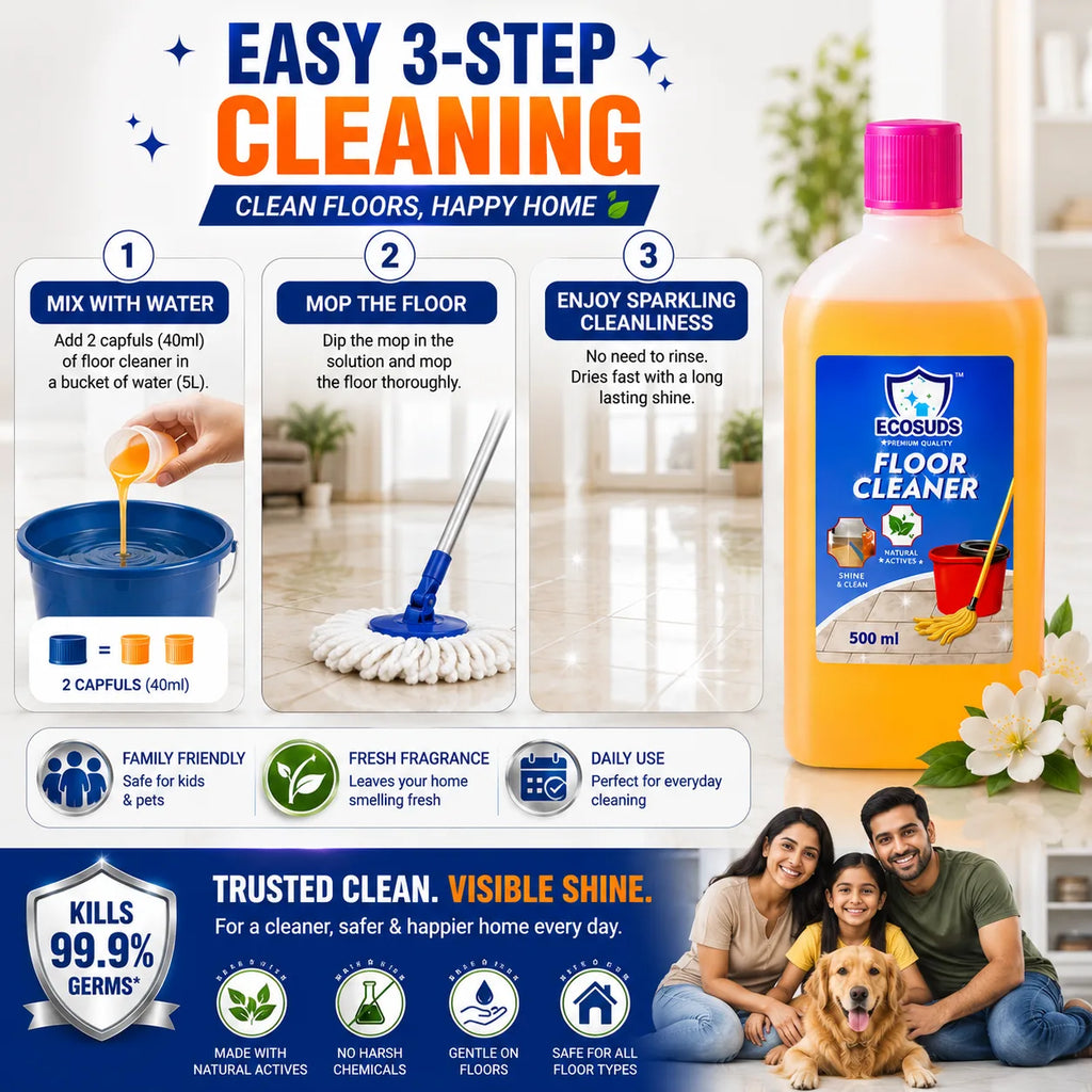 Floor Cleaning Liquid, Natural Hardwood & Tile Cleaner | Ecosuds 500ml