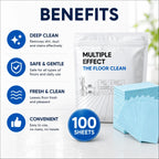 (100 Sheets) Floor Cleaning Wipes Soluble Mopping Sheets – Multi-Surface Tile Cleaner & Floor Wipe