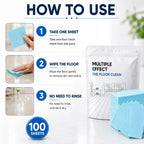 (100 Sheets) Floor Cleaning Wipes Soluble Mopping Sheets – Multi-Surface Tile Cleaner & Floor Wipe