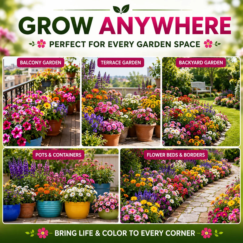 (150 Varieties) Exotic Flower Seeds Combo Pack – Organic Flower Seed Assortment for Home Garden (With Plant Growth Booster)