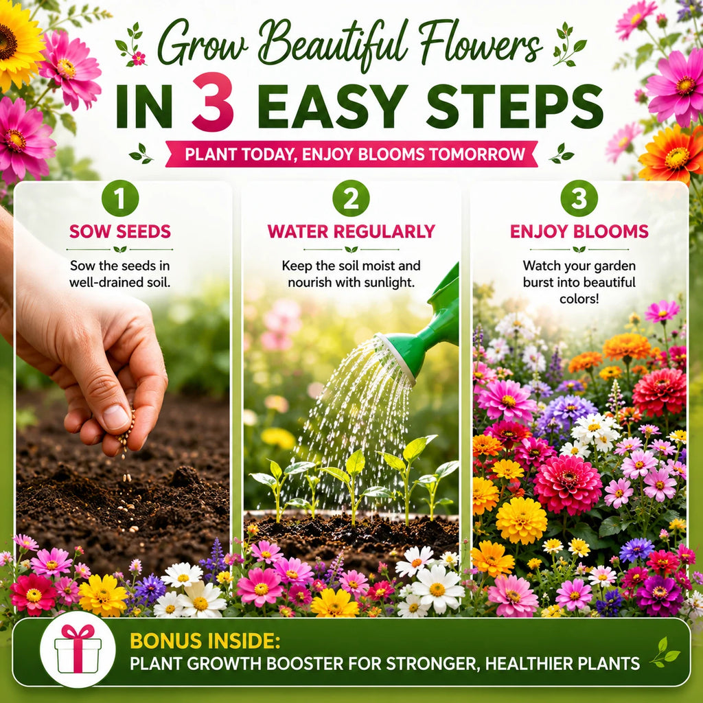 (150 Varieties) Exotic Flower Seeds Combo Pack – Organic Flower Seed Assortment for Home Garden (With Plant Growth Booster)