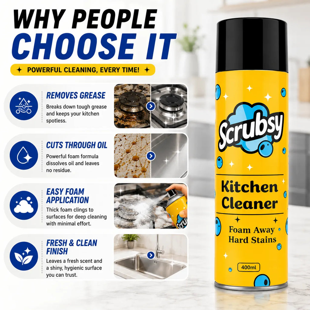 Foaming Kitchen Cleaner Spray (Pack of 2) – Heavy-Duty Chimney, Gas Cooker & Fridge Degreaser