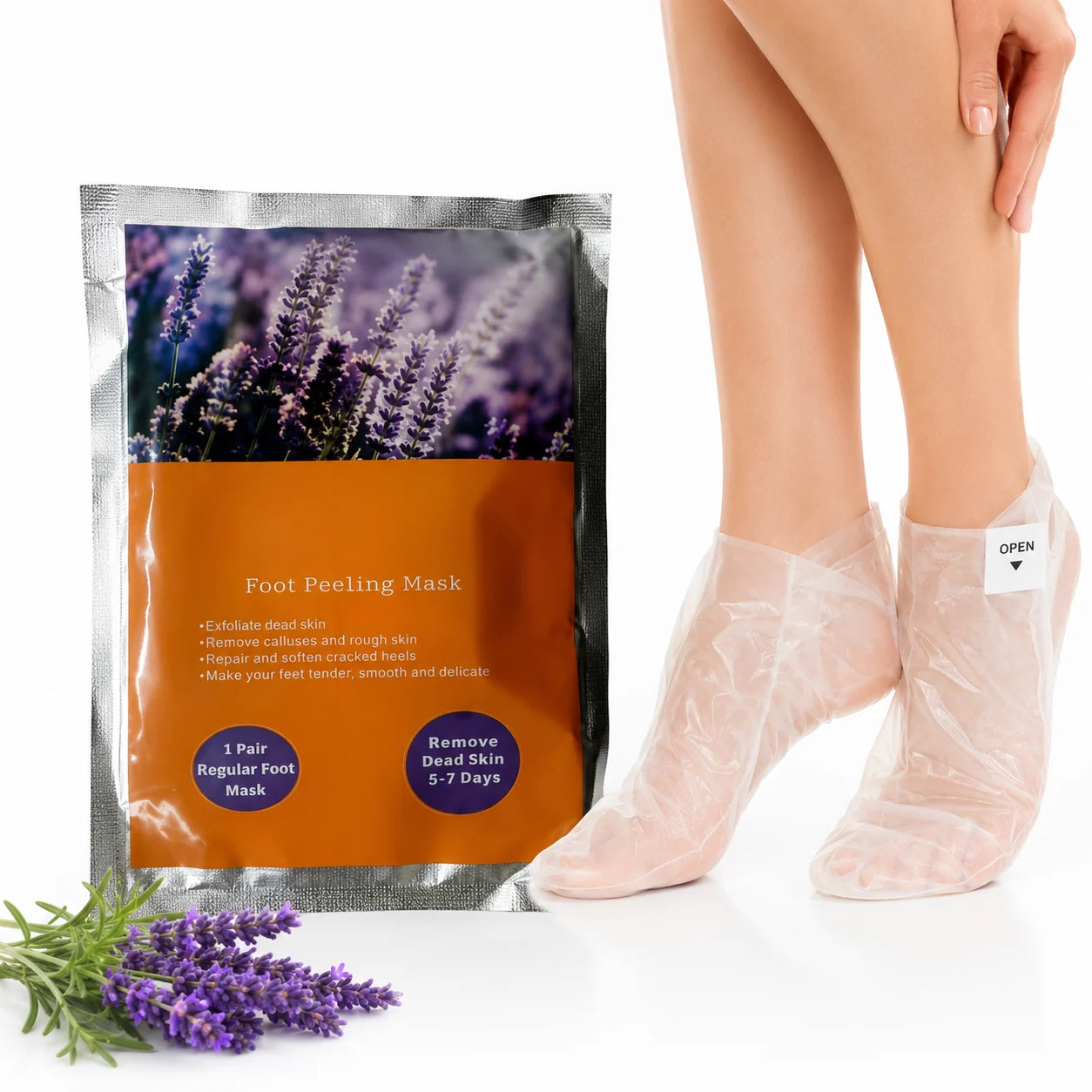 Foot Peel Mask for Dead Skin Removal (Pack of 2) – Exfoliating Foot Mask & Sock Pedicure Sheet