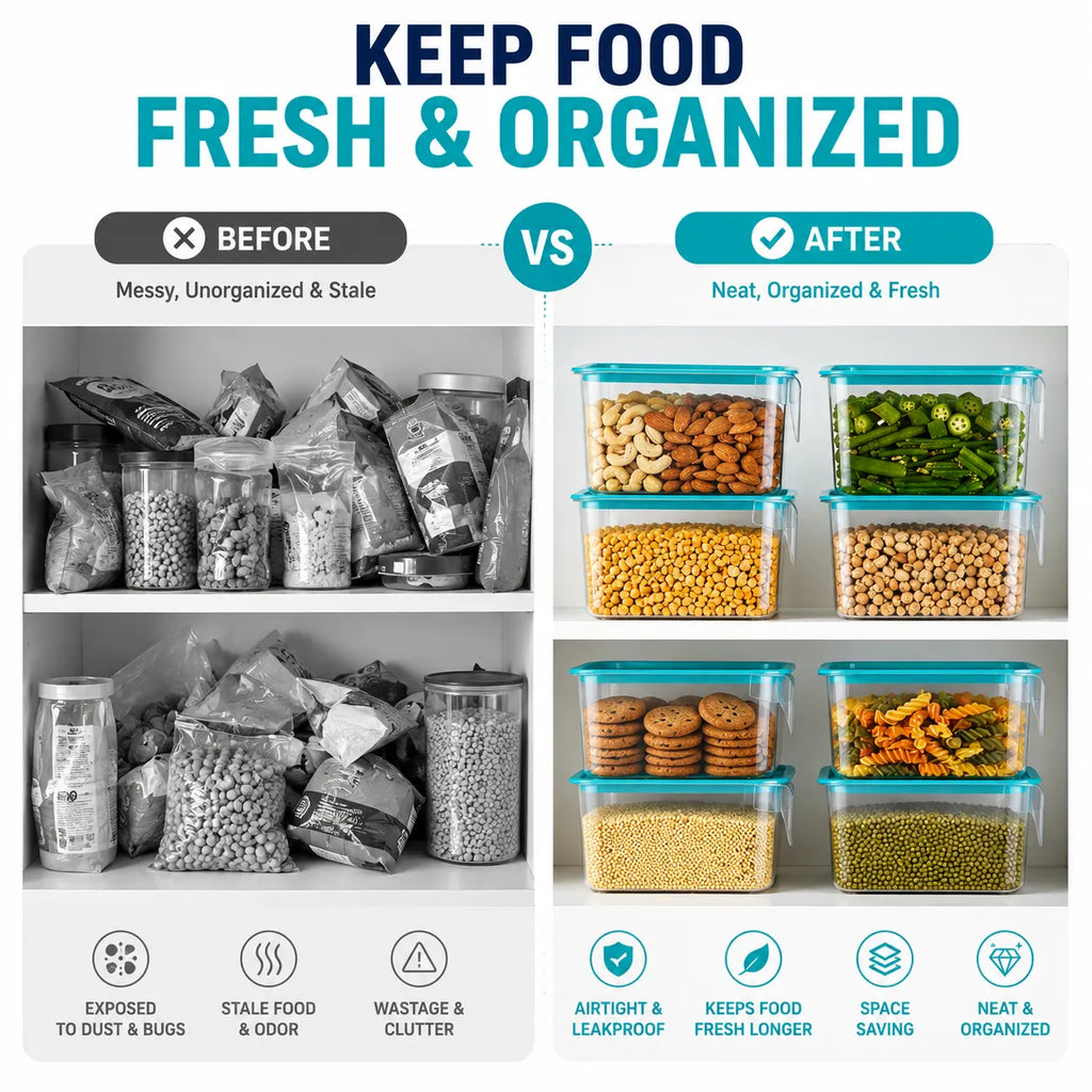 Fridge Storage Containers Fridge Organisers (Pack of 4) – Refrigerator Storage Boxes for Vegetable & Food Care