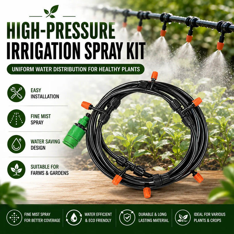 Garden Water Sprinkler Kit With Plant Water Dropper Adjustable Spray Nozzle(8 M,10 POINTS)