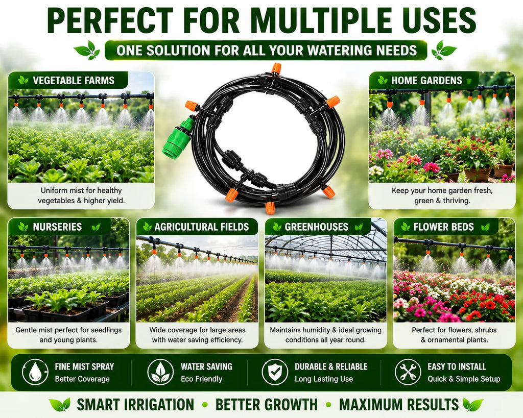 Garden Water Sprinkler Kit With Plant Water Dropper Adjustable Spray Nozzle(8 M,10 POINTS)