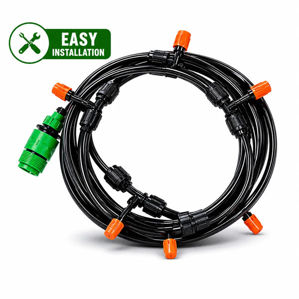 Garden Water Sprinkler Kit With Plant Water Dropper Adjustable Spray Nozzle(8 M,10 POINTS)