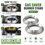 Gas Saver Burner Stand (Pack of 2) – Energy Saving Gas Stove Stand & Windproof Wok Support Ring