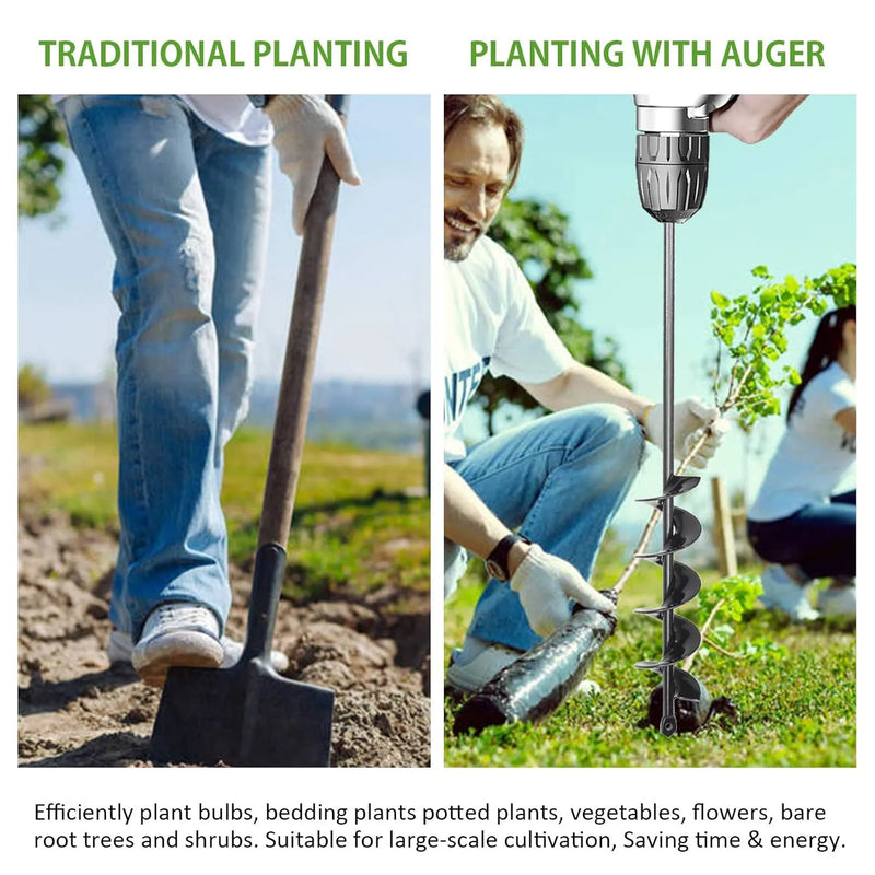 Heavy-Duty Earth Auger Drill Bit for Planting – Garden Spiral Bulb Planter & Post Hole Digger