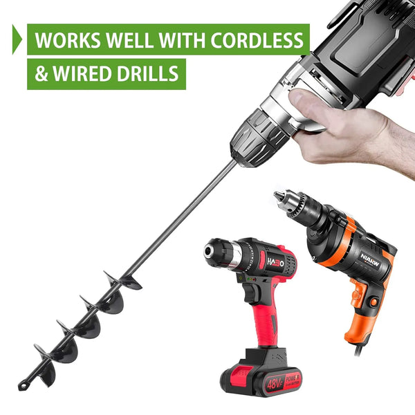 Heavy-Duty Earth Auger Drill Bit for Planting – Garden Spiral Bulb Planter & Post Hole Digger