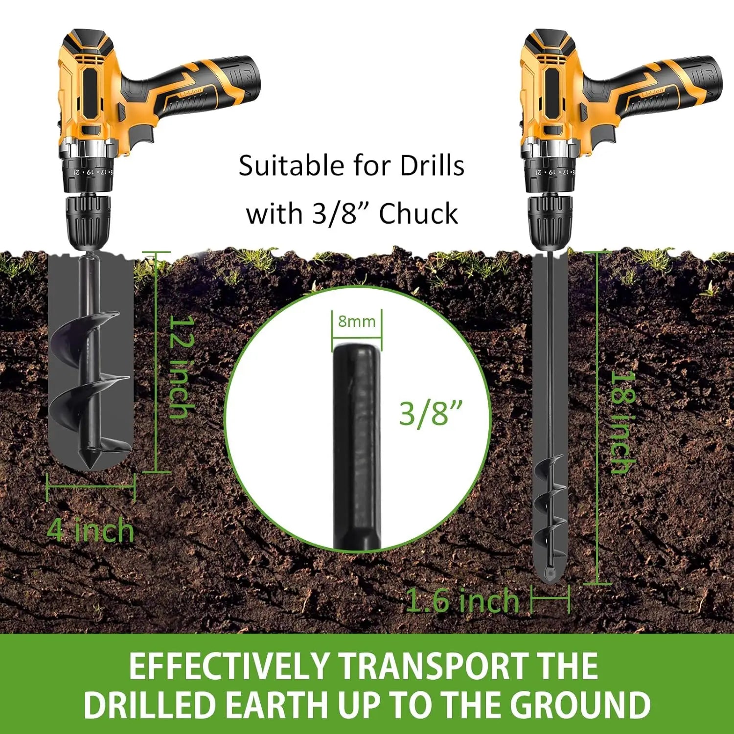 Heavy-Duty Earth Auger Drill Bit for Planting – Garden Spiral Bulb Planter & Post Hole Digger