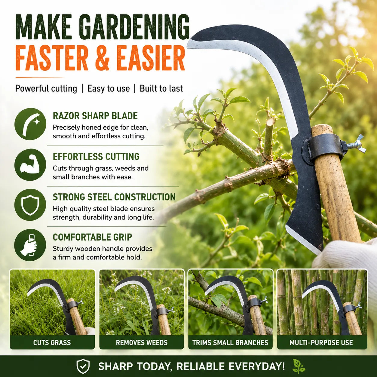 Heavy Duty Grass Cutter Sickle Blade Head – Universal Weed Cutter & Lawn Mower Replacement Part