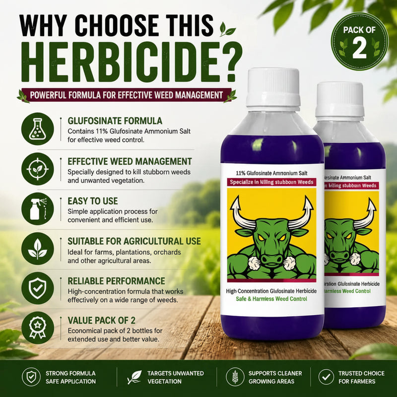 Herbicide Glufosinate (Pack of 2) - High-Concentration Non-Selective All Crop Weed Killer