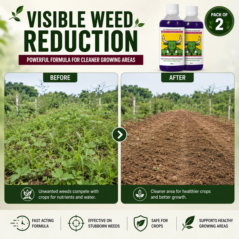 Herbicide Glufosinate (Pack of 2) - High-Concentration Non-Selective All Crop Weed Killer