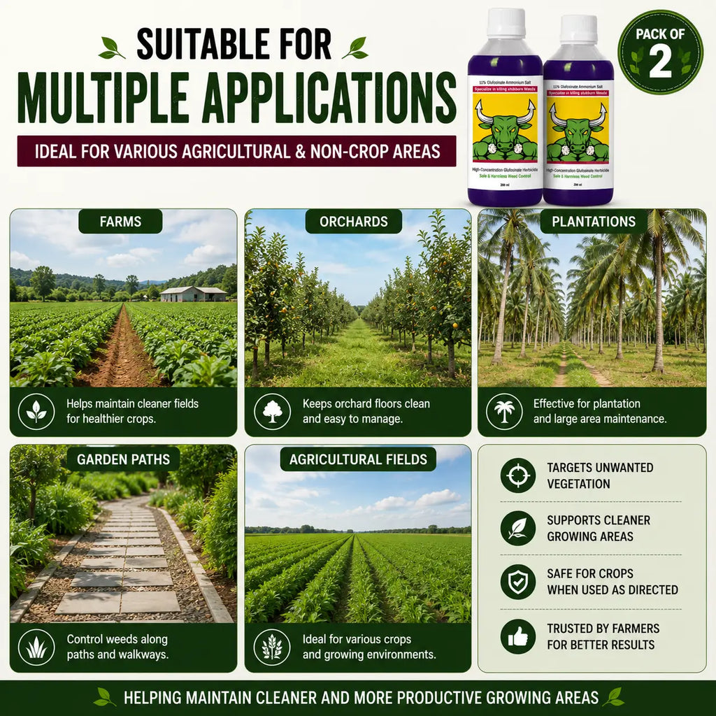 Herbicide Glufosinate (Pack of 2) - High-Concentration Non-Selective All Crop Weed Killer