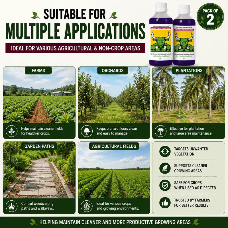 Herbicide Glufosinate (Pack of 2) - High-Concentration Non-Selective All Crop Weed Killer
